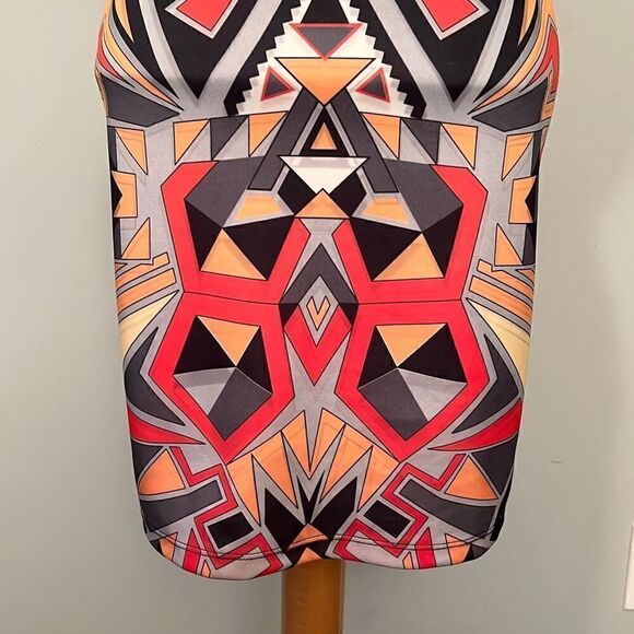 Orange & Black Aztec Print Mini Dress - Picture 6 of 10